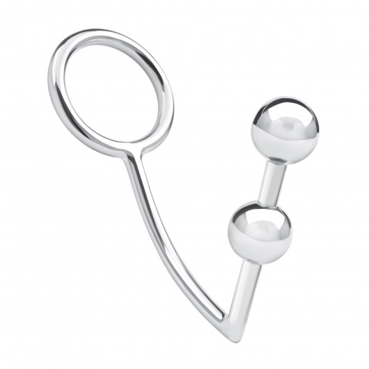 Кольцо на пенис с анальным стимулятором Two Bead Stainless Steel Anal Hook   Cock Ring - BlueLine - в Иркутске купить с доставкой