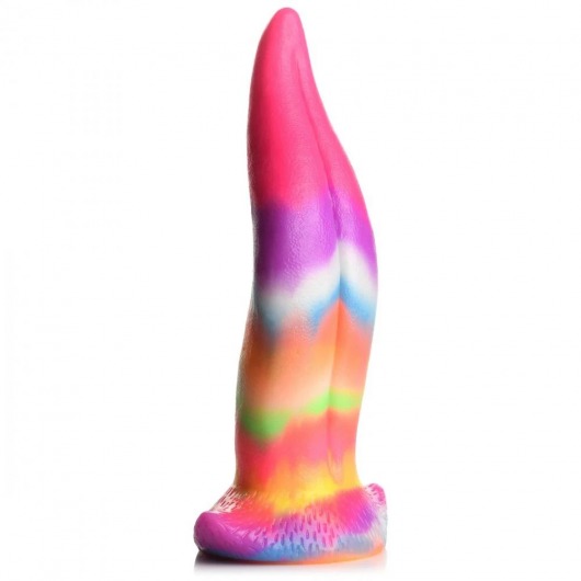 Фантазийный люминесцентный стимулятор-язык Unicorn Kiss Unicorn Tongue Glow-in-the-Dark Silicone Dildo - 21,3 см. - XR Brands