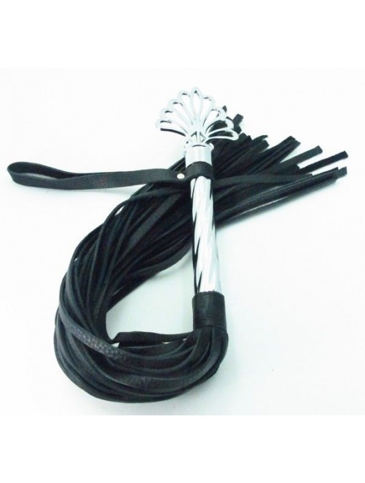 Длинная плеть с рукоятью цвета  никель  - 66 см. - БДСМ Арсенал - купить с доставкой в Иркутске