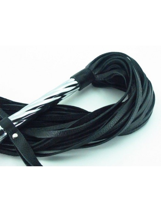 Длинная плеть с рукоятью цвета  никель  - 66 см. - БДСМ Арсенал - купить с доставкой в Иркутске