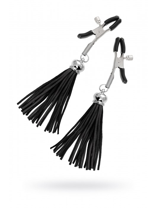 Зажимы на соски «Прищепки» с черными кисточками из замши - Pecado - купить с доставкой в Иркутске