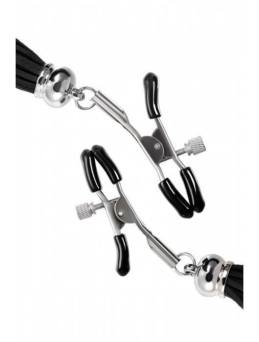 Зажимы на соски «Прищепки» с черными кисточками из замши - Pecado - купить с доставкой в Иркутске