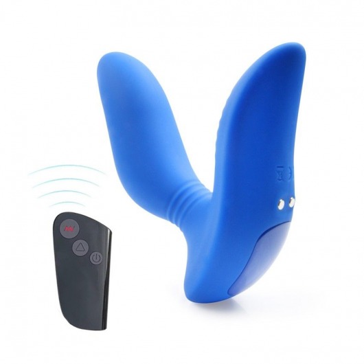 Синий вибромассажер простаты 3,5’’ Remote Control Curve P-spot Massager - 12 см. - Erokay - в Иркутске купить с доставкой