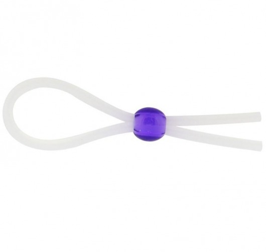 Прозрачное лассо с фиолетовой бусиной SILICONE COCK RING WITH BEAD LAVENDER - NMC - в Иркутске купить с доставкой