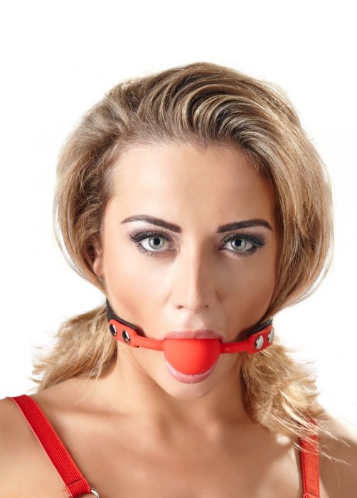 Силиконовый кляп-шар на чёрных ремешках Red Gag silicone - Orion - купить с доставкой в Иркутске