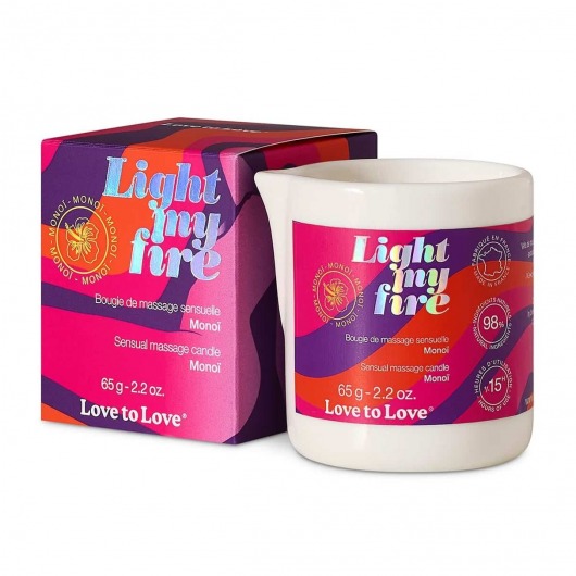 Массажная свеча Light My Fire с ароматом моной - 80 мл. - Love to Love - купить с доставкой в Иркутске