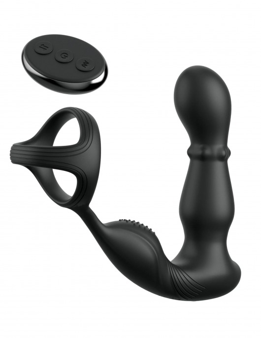 Черный вибростимулятор простаты с кольцом Ass-gasm Slide   Glide - Pipedream - в Иркутске купить с доставкой