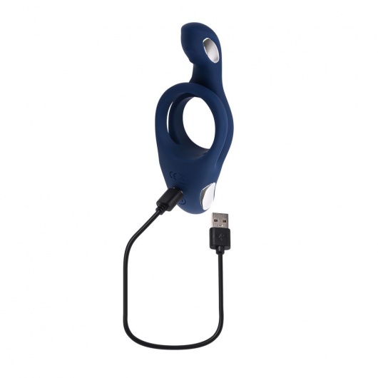 Синее эрекционное виброкольцо с двойным подхватом мошонки Ring Around The Rosy - Zero Tolerance - в Иркутске купить с доставкой