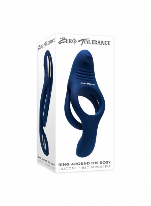 Синее эрекционное виброкольцо с двойным подхватом мошонки Ring Around The Rosy - Zero Tolerance - в Иркутске купить с доставкой