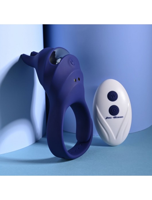 Синее эрекционное виброкольцо с клиторальной подушечкой и пультом ДУ Adjustable Fun Ring - Zero Tolerance - в Иркутске купить с доставкой