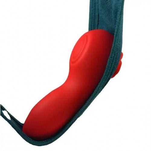 Красный вибратор в трусики Funtown Caleo с магнитным держателем-розой - Magic Motion