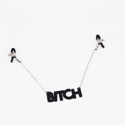 Зажимы на соски с кожаной подвеской Bitch - Crazy Handmade - купить с доставкой в Иркутске