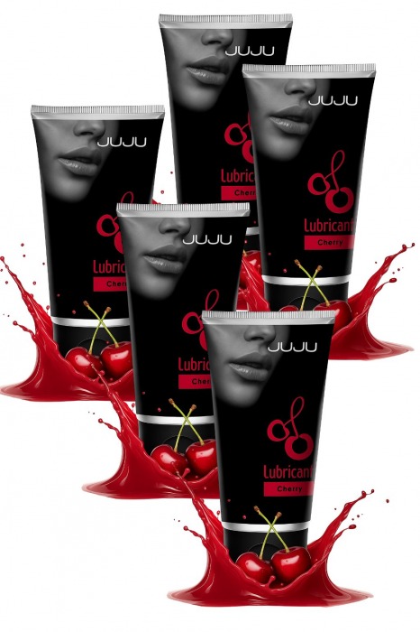 Набор из 5 съедобных лубрикантов JUJU со вкусом вишни - JuJu - купить с доставкой в Иркутске