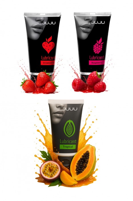 Набор из 3 съедобных лубрикантов JUJU (клубника, малина, тропические фрукты) - JuJu - купить с доставкой в Иркутске