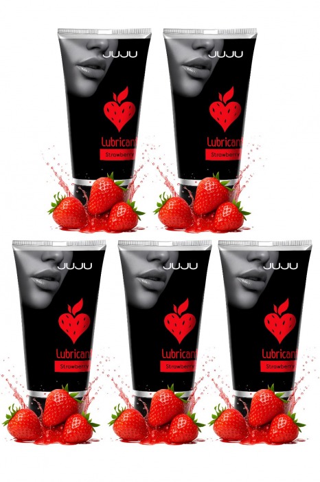 Набор из 5 съедобных лубрикантов JUJU со вкусом клубники - JuJu - купить с доставкой в Иркутске