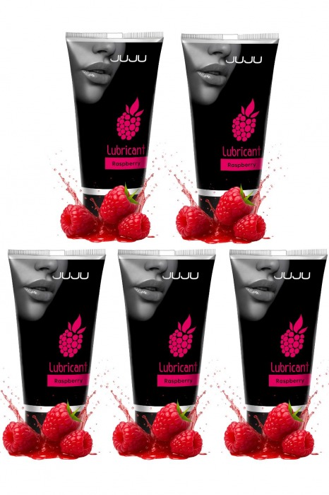 Набор из 5 съедобных лубрикантов JUJU со вкусом малины - JuJu - купить с доставкой в Иркутске