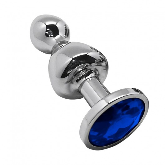 Серебристая анальная втулка Wooomy Lollypop Size S с синим кристаллом - Adrien Lastic в Иркутске Серебристая анальная втулка Wooomy Lollypop Size S с синим кристаллом - Adrien Lastic