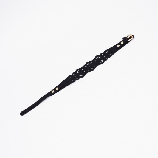 Черный ажурный чокер с золотистой фурнитурой - Crazy Handmade - купить с доставкой в Иркутске