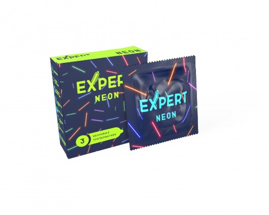 Светящиеся в темноте презервативы Expert Neon - 3 шт. - Expert - купить с доставкой в Иркутске