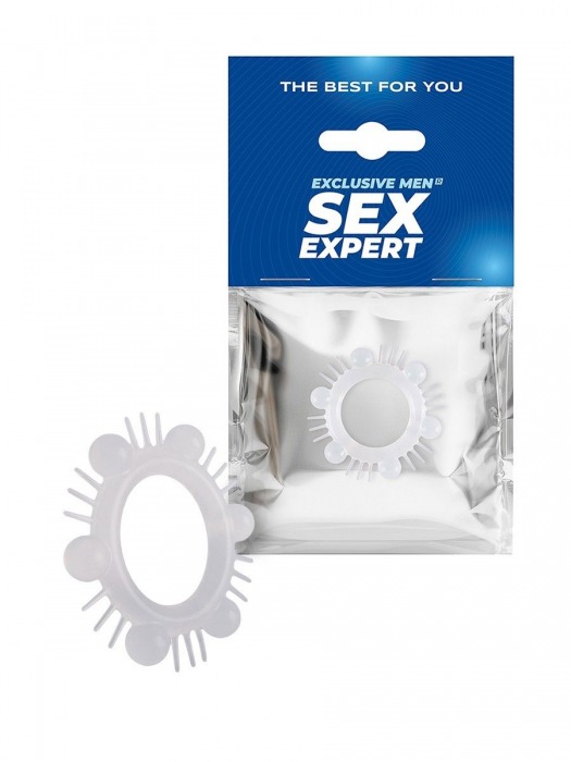 Эластичное эрекционное кольцо с шипиками и шариками - Sex Expert - в Иркутске купить с доставкой