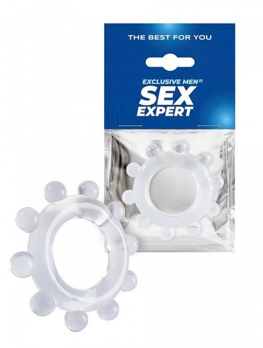 Прозрачное эрекционное кольцо со стимулирующими шариками - Sex Expert - в Иркутске купить с доставкой