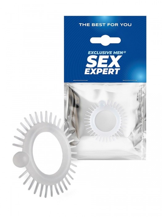 Эластичное эрекционное кольцо с шипиками и шариком - Sex Expert - в Иркутске купить с доставкой