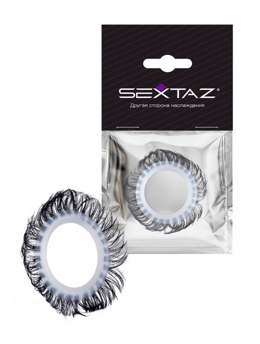 Эластичное эрекционное колечко с черными «ресничками» - Sextaz - в Иркутске купить с доставкой
