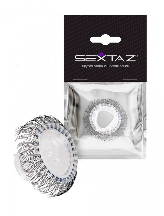 Эластичное эрекционное кольцо с длинными черными «ресничками» - Sextaz - в Иркутске купить с доставкой