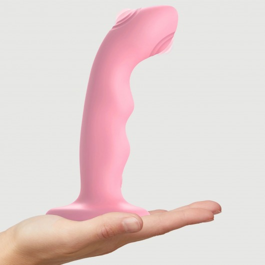 Розовая насадка-стимулятор Strap-On-Me Tapping Dildo Wave - Strap-on-me - купить с доставкой в Иркутске