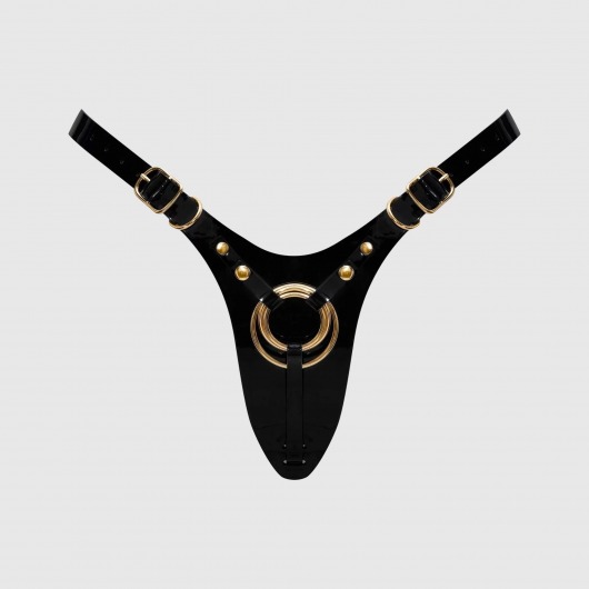 Черный пояс для фиксации насадок Strap-On-Me Leatherette Harness Fabulous - Strap-on-me - купить с доставкой в Иркутске