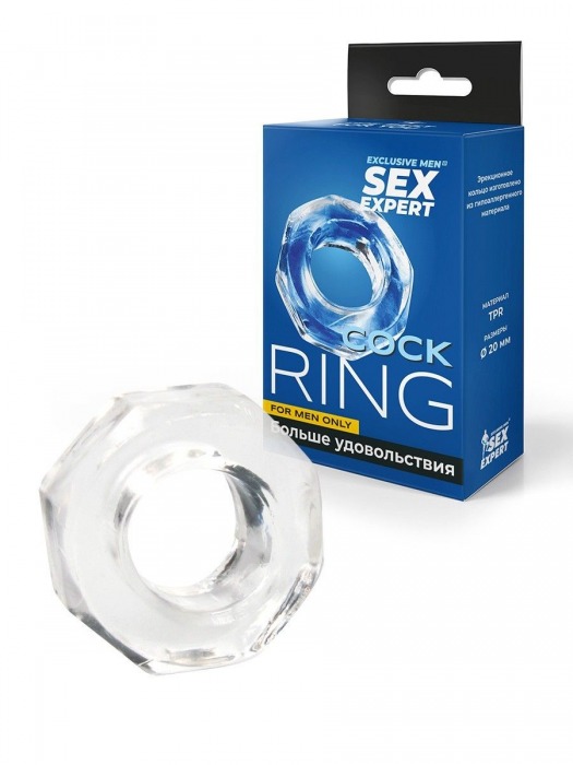 Прозрачное эрекционное кольцо в форме гайки - Sex Expert - в Иркутске купить с доставкой