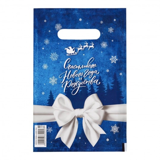Сине-белый подарочный новогодний пакет с вырубной ручкой (20х30 см) - Сима-Ленд - купить с доставкой в Иркутске