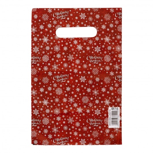 Красный подарочный новогодний пакет с вырубной ручкой (20х30 см) - Сима-Ленд - купить с доставкой в Иркутске