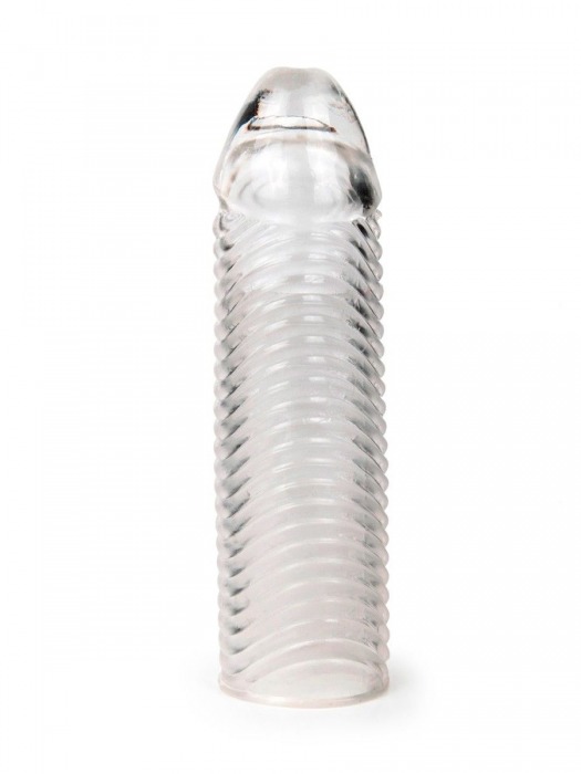 Прозрачная закрытая насадка на пенис с ребрышками - 16 см. - Sex Expert - в Иркутске купить с доставкой