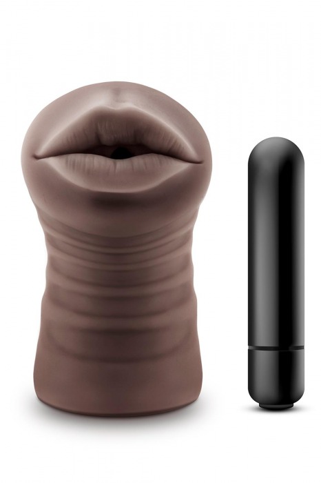 Коричневый мастурбатор-ротик Krystal Vibrating Masturbator - Blush Novelties - в Иркутске купить с доставкой