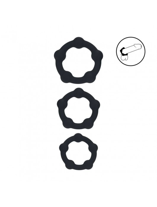 Набор из 3 эрекционных колец Beaded Silicone Cockring Set - Shots Media BV - в Иркутске купить с доставкой