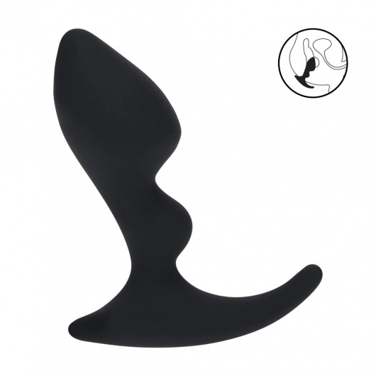 Черная анальная пробка для массажа простаты Double Ripple Silicone Prostate Massager - Shots Media BV - в Иркутске купить с доставкой
