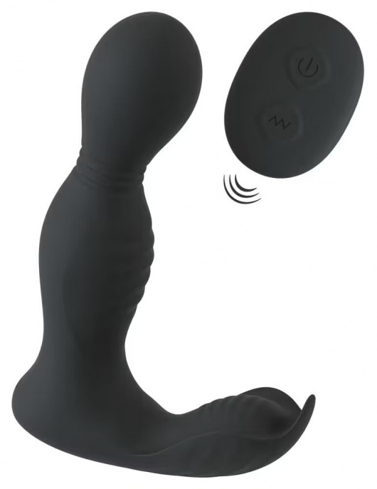 Черная анальная пробка с вибрацией, вращением и пультом ДУ RC Butt Plug with 2 Functions - Orion - в Иркутске купить с доставкой