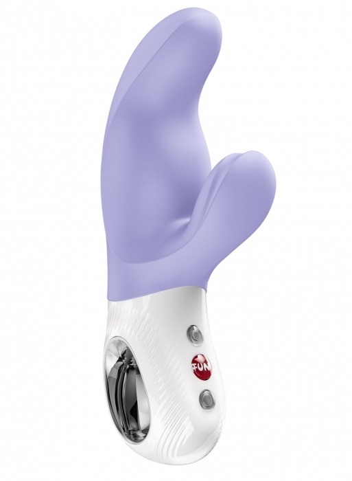 Сиреневый вибратор с клиторальным стимулятором Miss Bi - 17 см. - Fun Factory