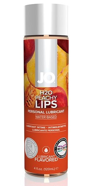 Лубрикант на водной основе с ароматом персика JO Flavored Peachy Lips - 120 мл. - System JO - купить с доставкой в Иркутске