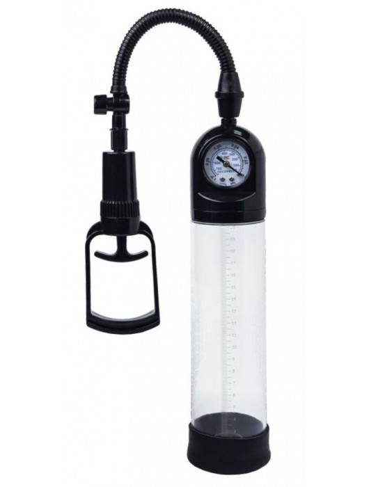 Чёрная вакуумная помпа A-toys с манометром и прозрачной колбой - A-toys - в Иркутске купить с доставкой