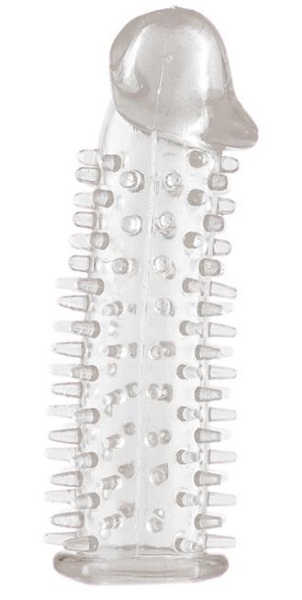 Прозрачная насадка на половой член с закрытой головкой и шипами - 12,5 см. - Toyfa Basic - в Иркутске купить с доставкой