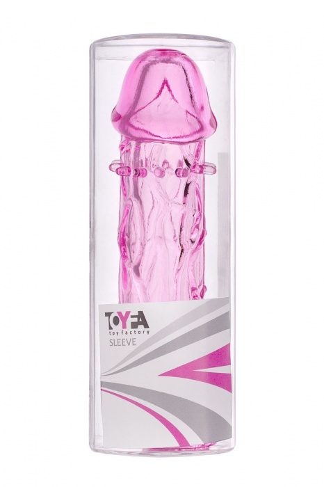 Гладкая розовая насадка с усиками под головкой - 12,5 см. - Toyfa Basic - в Иркутске купить с доставкой