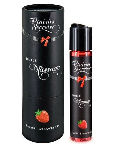 Массажное масло с ароматом клубники Huile de Massage Gourmande Fraise des Bois - 59 мл. - Plaisir Secret - купить с доставкой в Иркутске