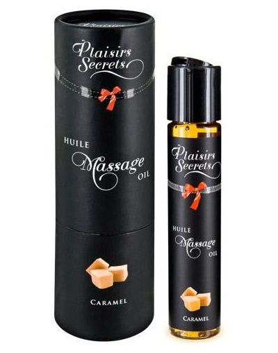 Массажное масло с ароматом карамели Huile de Massage Gourmande Caramel - 59 мл. - Plaisir Secret - купить с доставкой в Иркутске