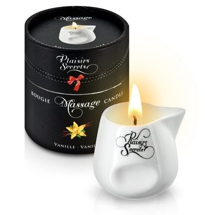 Массажная свеча с ароматом ванили Bougie Massage Gourmande Vanille - 80 мл. - Plaisir Secret - купить с доставкой в Иркутске