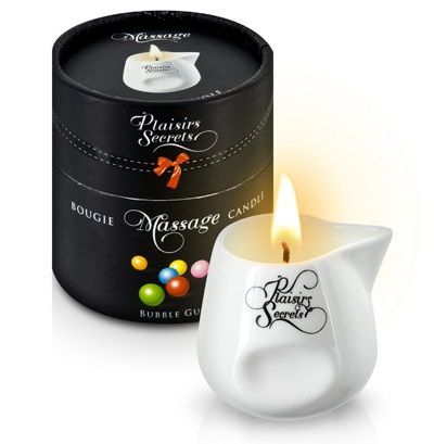 Массажная свеча с ароматом бубль-гума Bougie de Massage Gourmande Bubble Gum - 80 мл. - Plaisir Secret - купить с доставкой в Иркутске