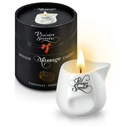 Массажная свеча с ароматом шоколада Bougie de Massage Gourmande Chocolat - 80 мл. - Plaisir Secret - купить с доставкой в Иркутске