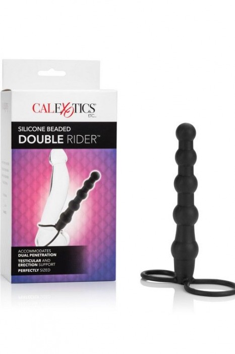 Насадка на пенис для двойного проникновения Silicone Beaded Double Rider - 14 см. - California Exotic Novelties - в Иркутске купить с доставкой