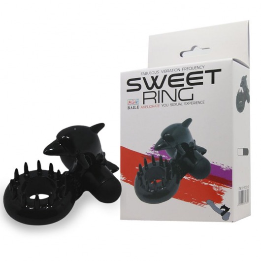 Чёрное эрекционное виброкольцо Sweet Ring с дельфинчиком - Baile - в Иркутске купить с доставкой